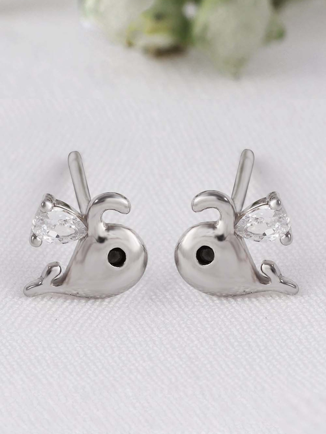 

GIVA 925 Sterling Silver Rhodium Plated Zircon Whale Stud Earrings