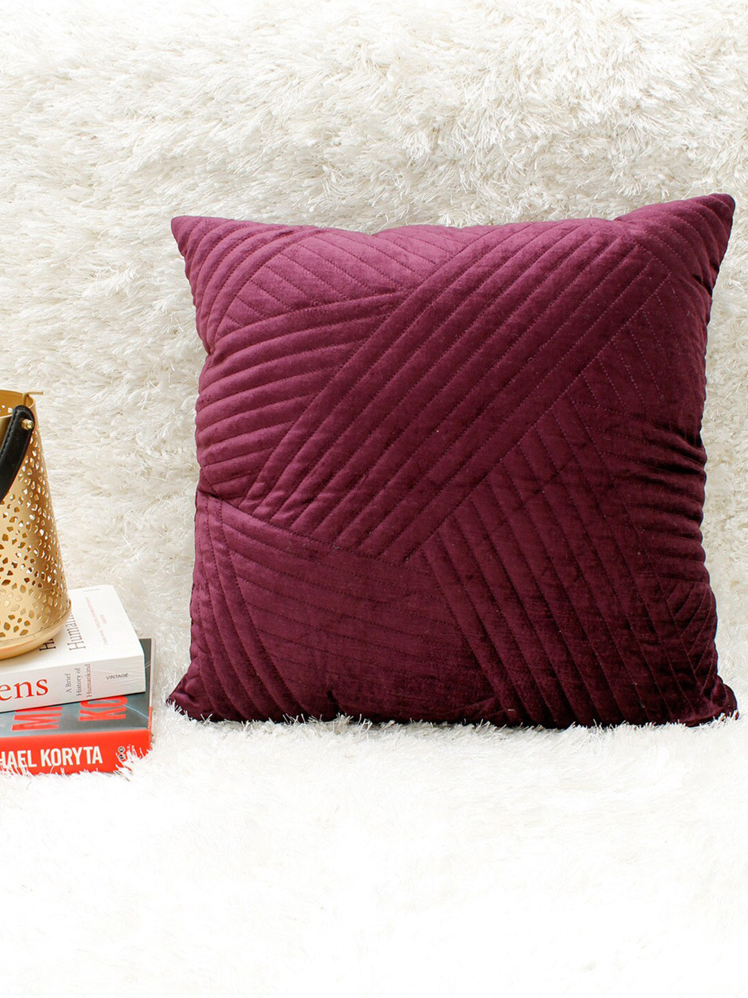 

AVI Living Burgundy Velvet Square Cushion Cover