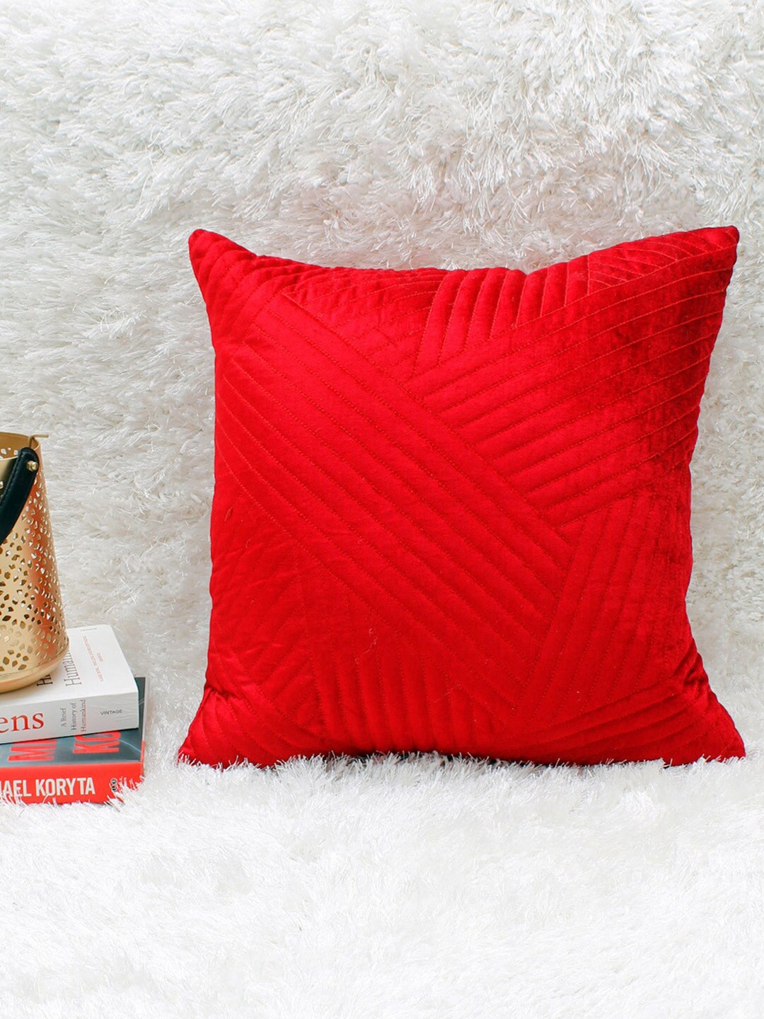 

AVI Living Red Velvet Square Cushion Covers