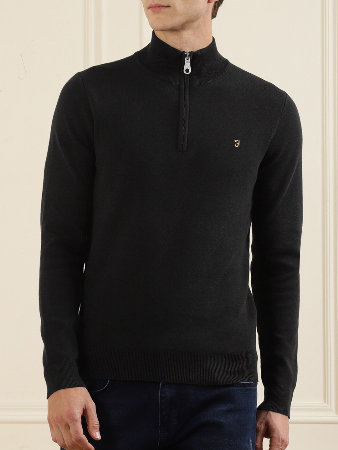 

Farah Men Black Pure Organic Cotton Pullover