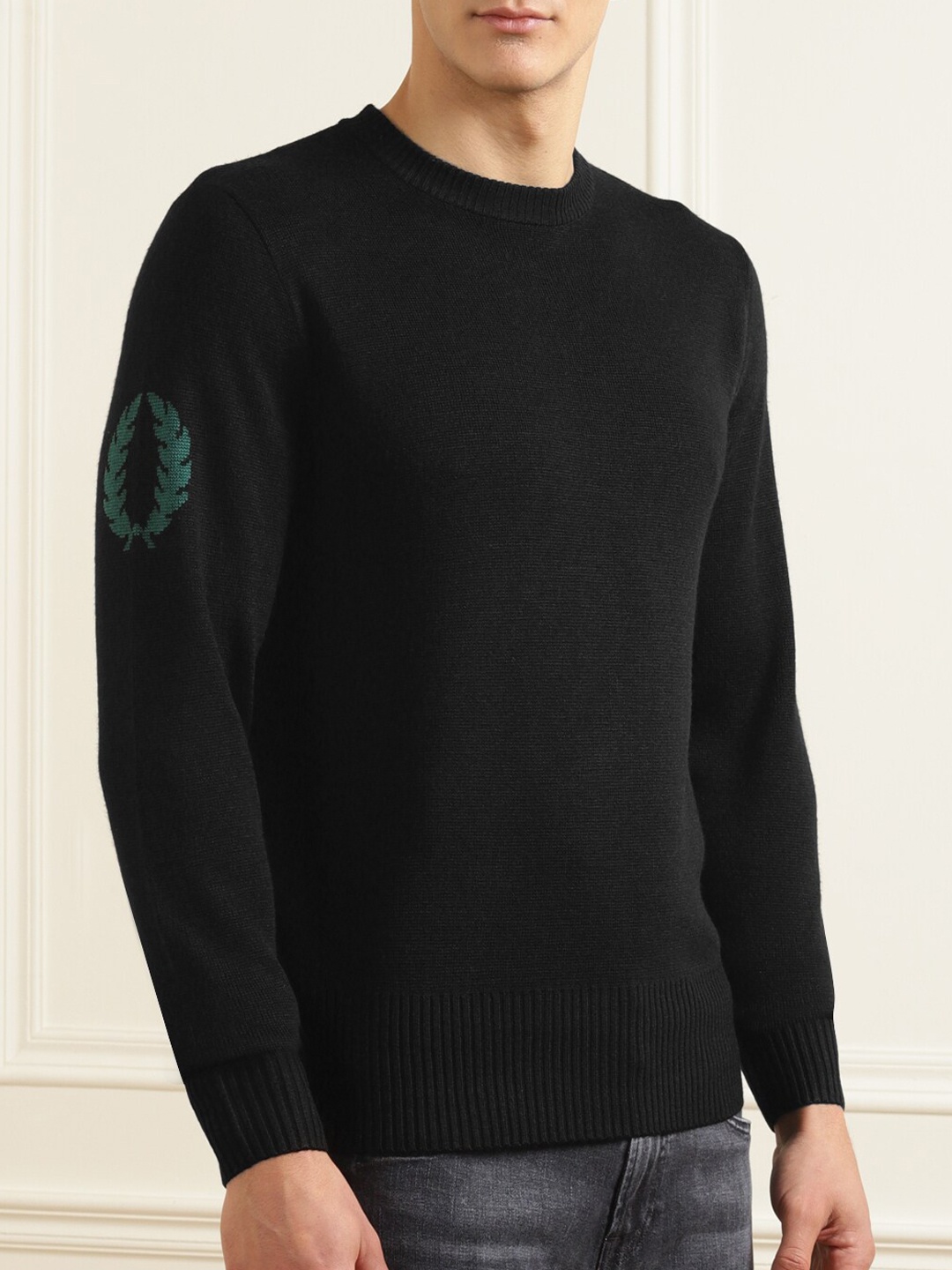

Fred Perry Men Black Solid Pure Cotton Pullover