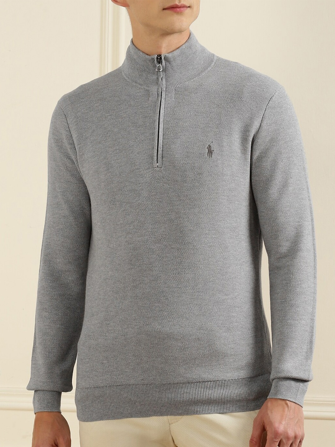 

Polo Ralph Lauren Men Grey Pure Cotton Pullover