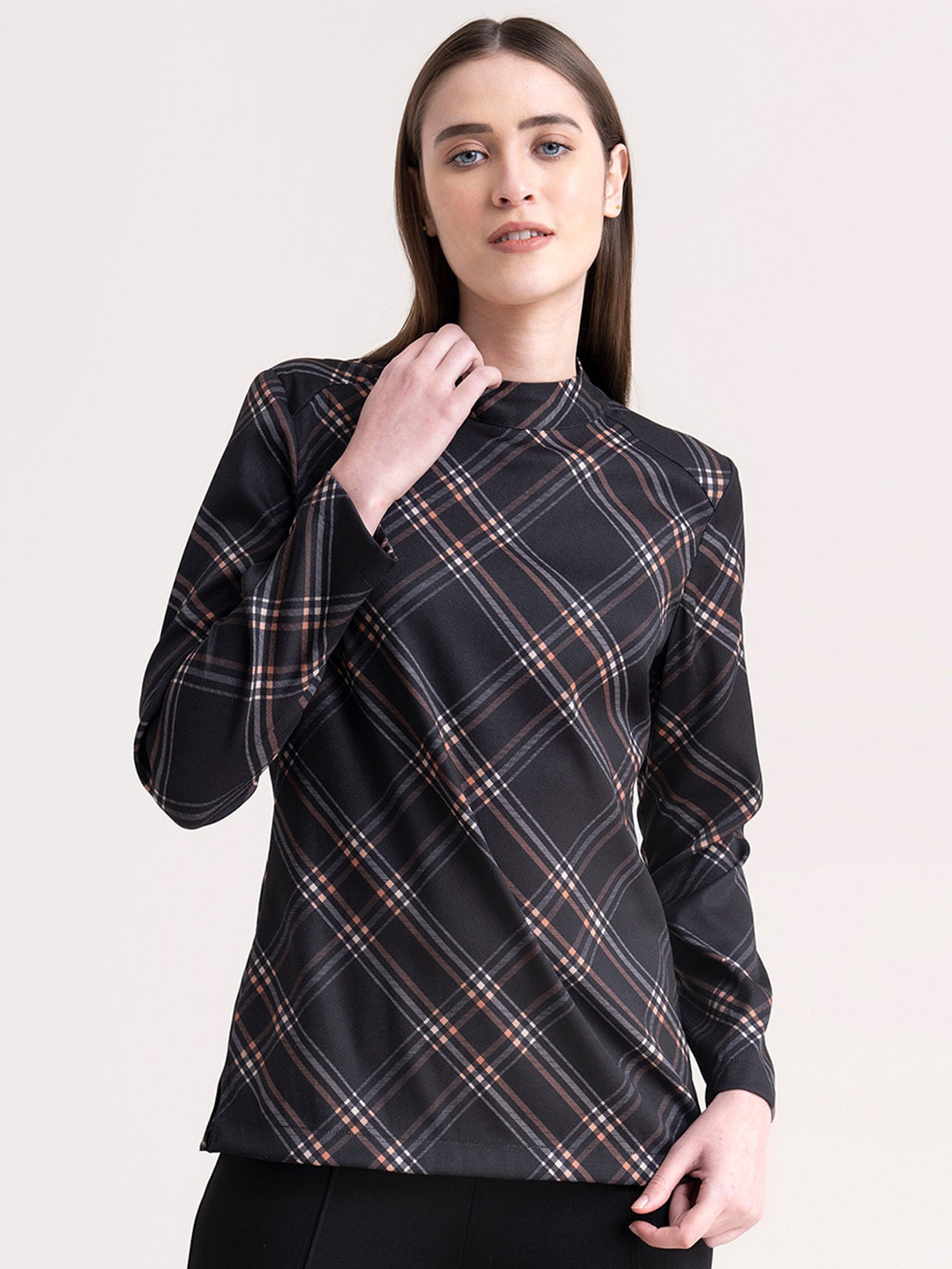

FableStreet Black Checked Top