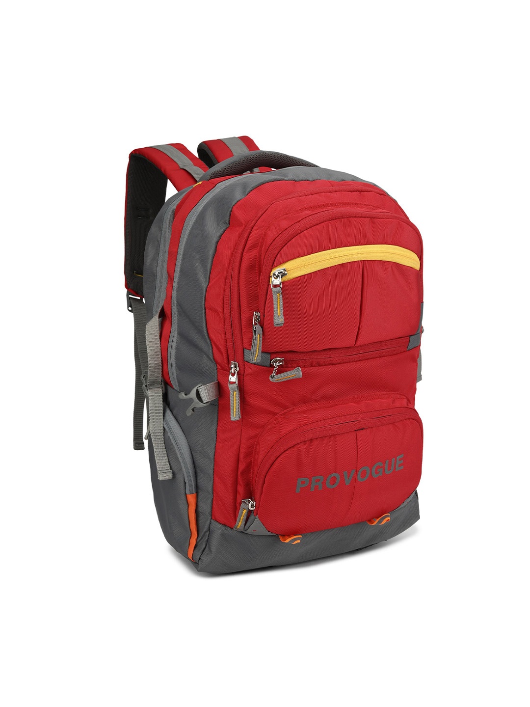 

Provogue Unisex Red & Grey Colourblocked Backpack with Reflective Strip