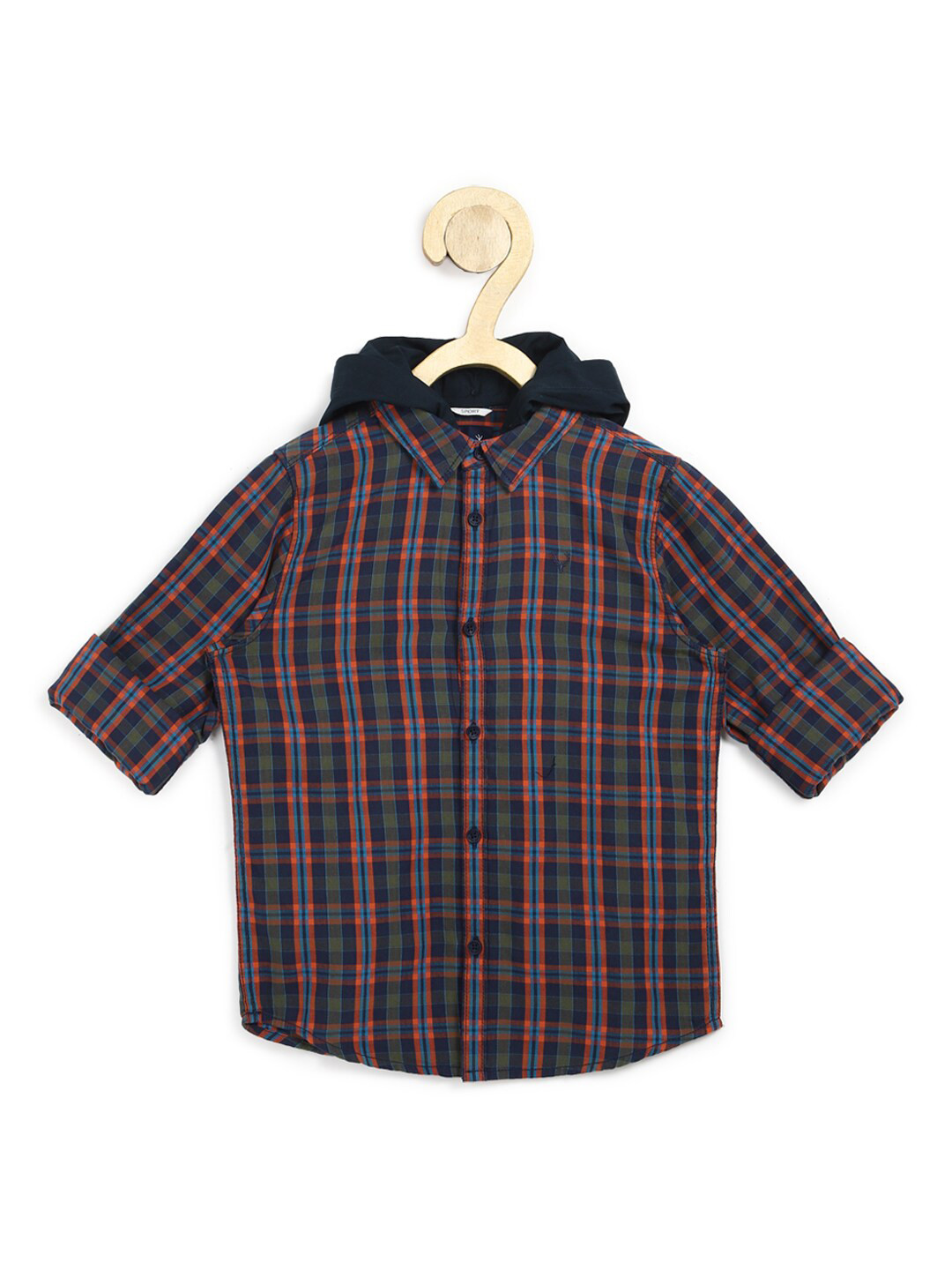 

Allen Solly Junior Boys Navy Blue Slim Fit Checked Casual Shirt