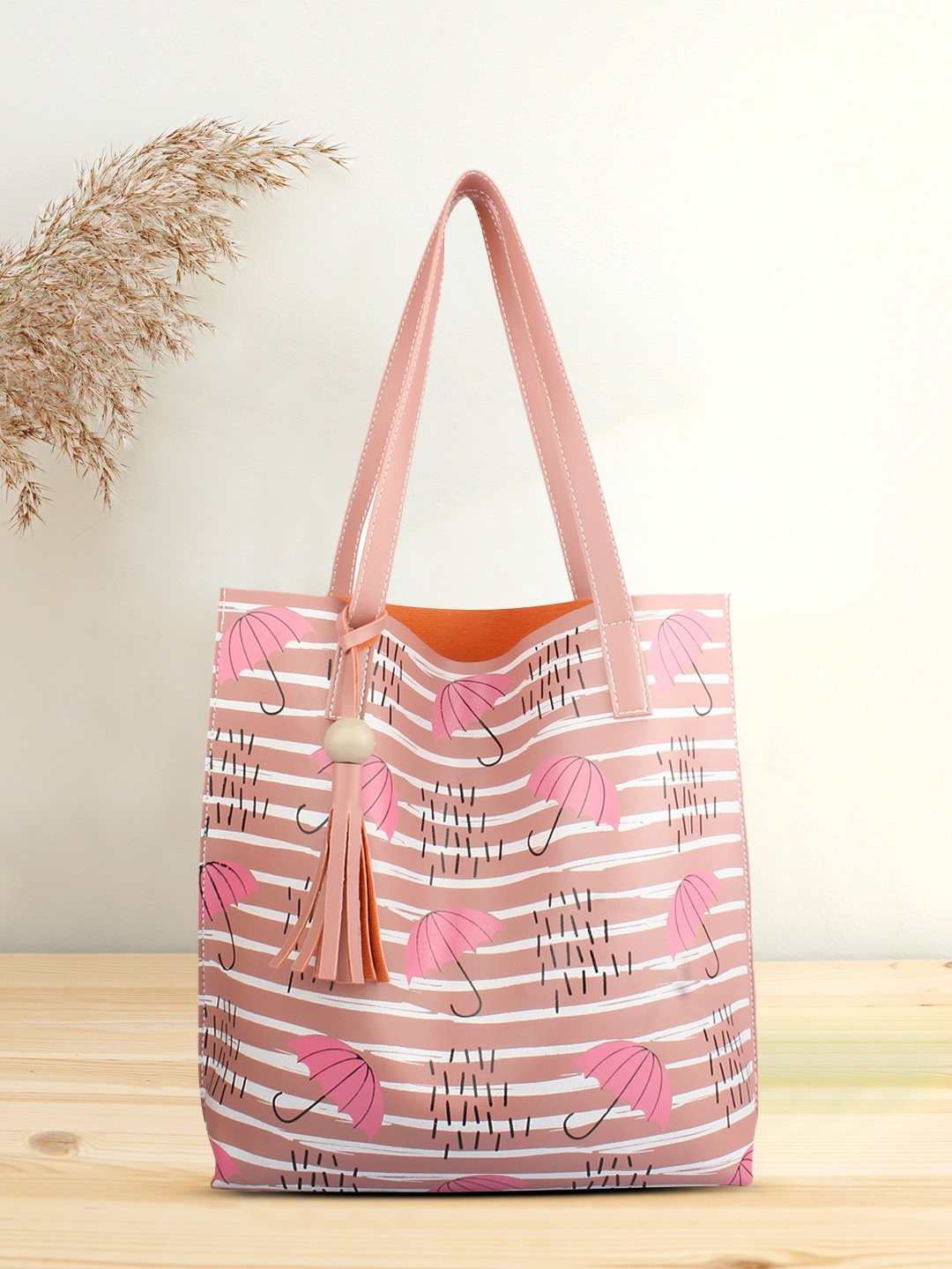 

MAMMON Mauve & Pink Printed Shopper Tote Bag