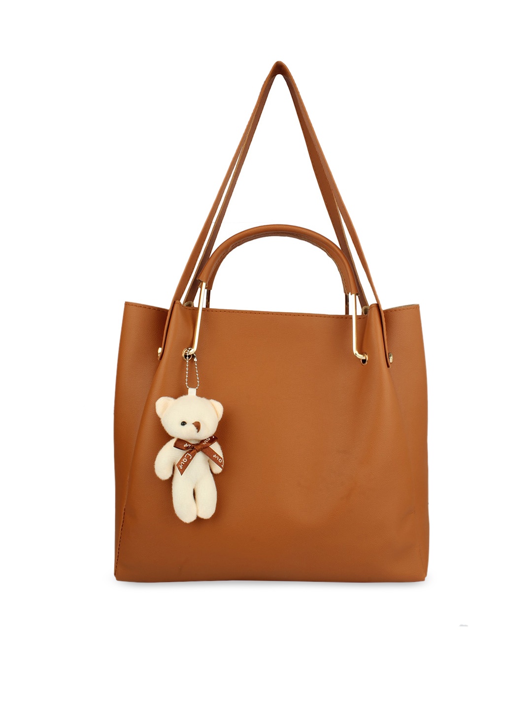 

MAMMON Tan PU Structured Tote Bag