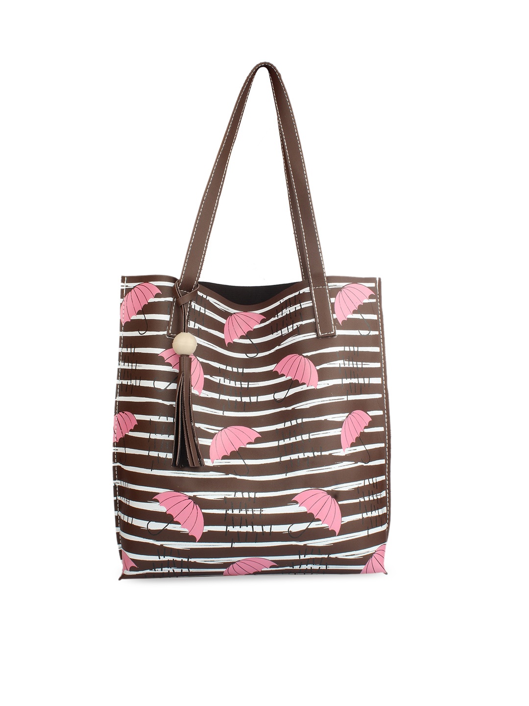 

MAMMON Brown PU Structured Tote Bag