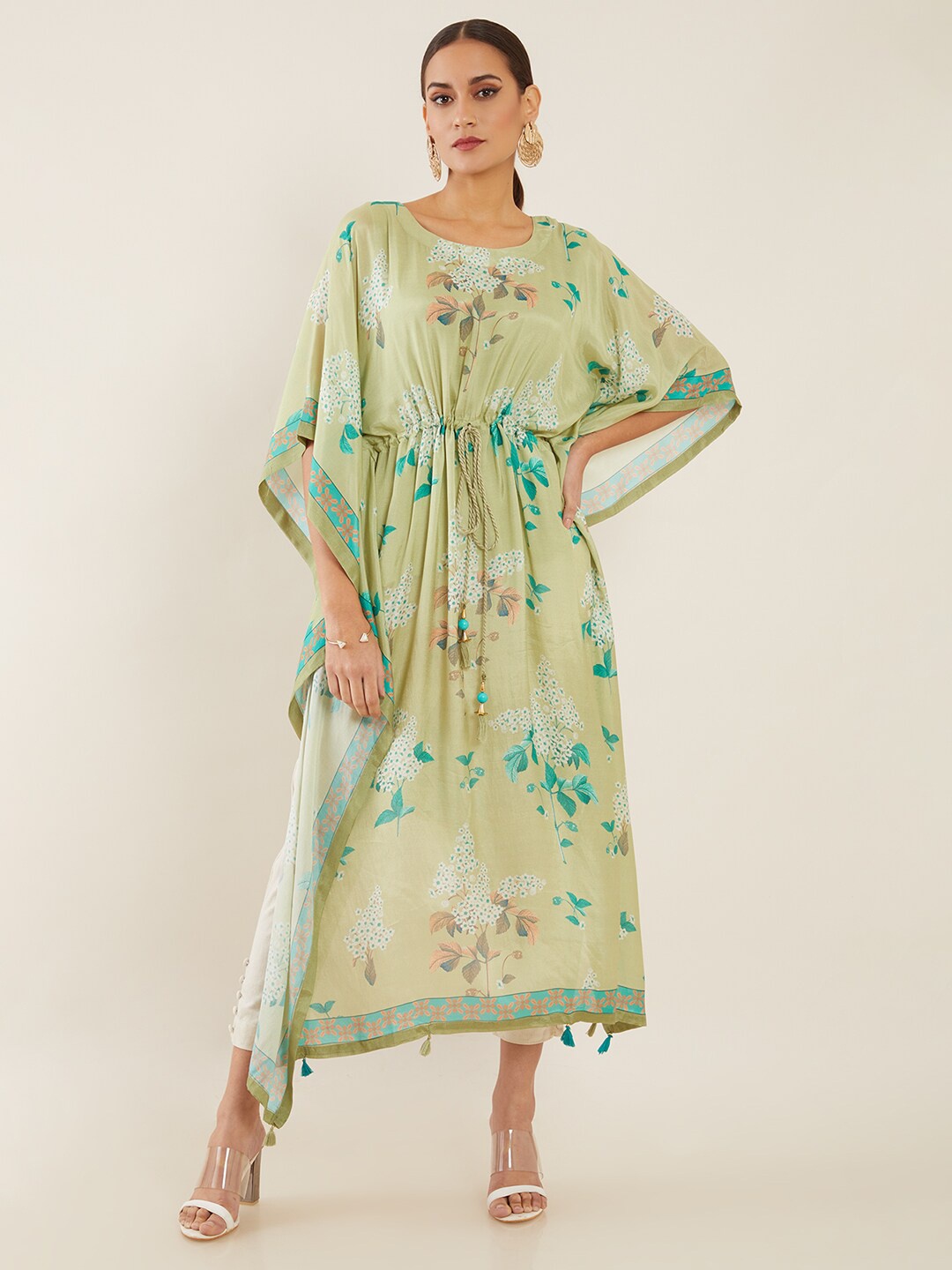 

Soch Green Floral Printed Muslin Kaftan