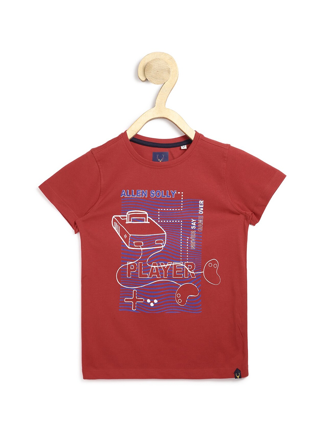 

Allen Solly Junior Boys Red Printed Pure Cotton T-shirt