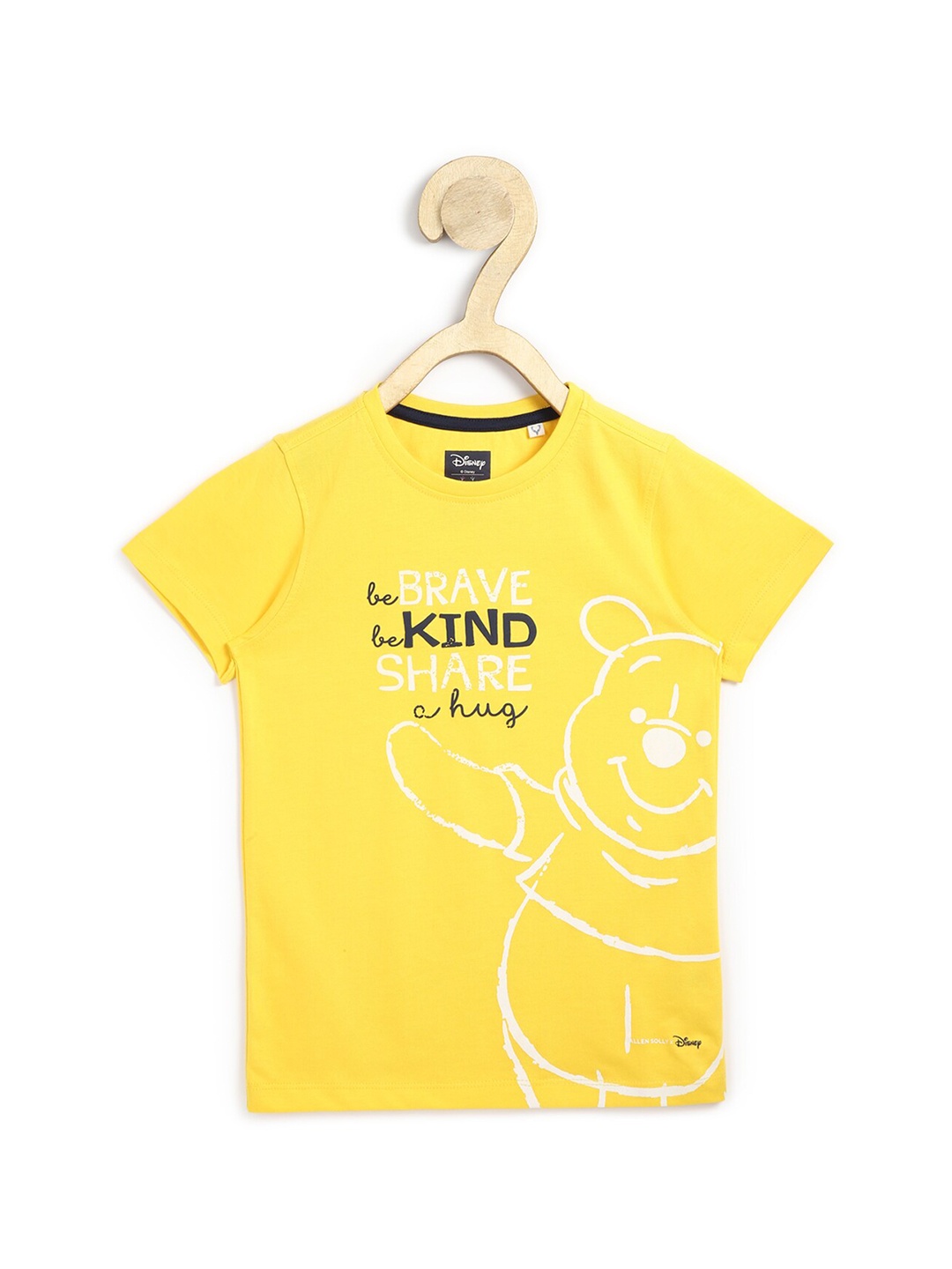 

Allen Solly Junior Boys Yellow & Black Typography Printed Pure Cotton T-shirt