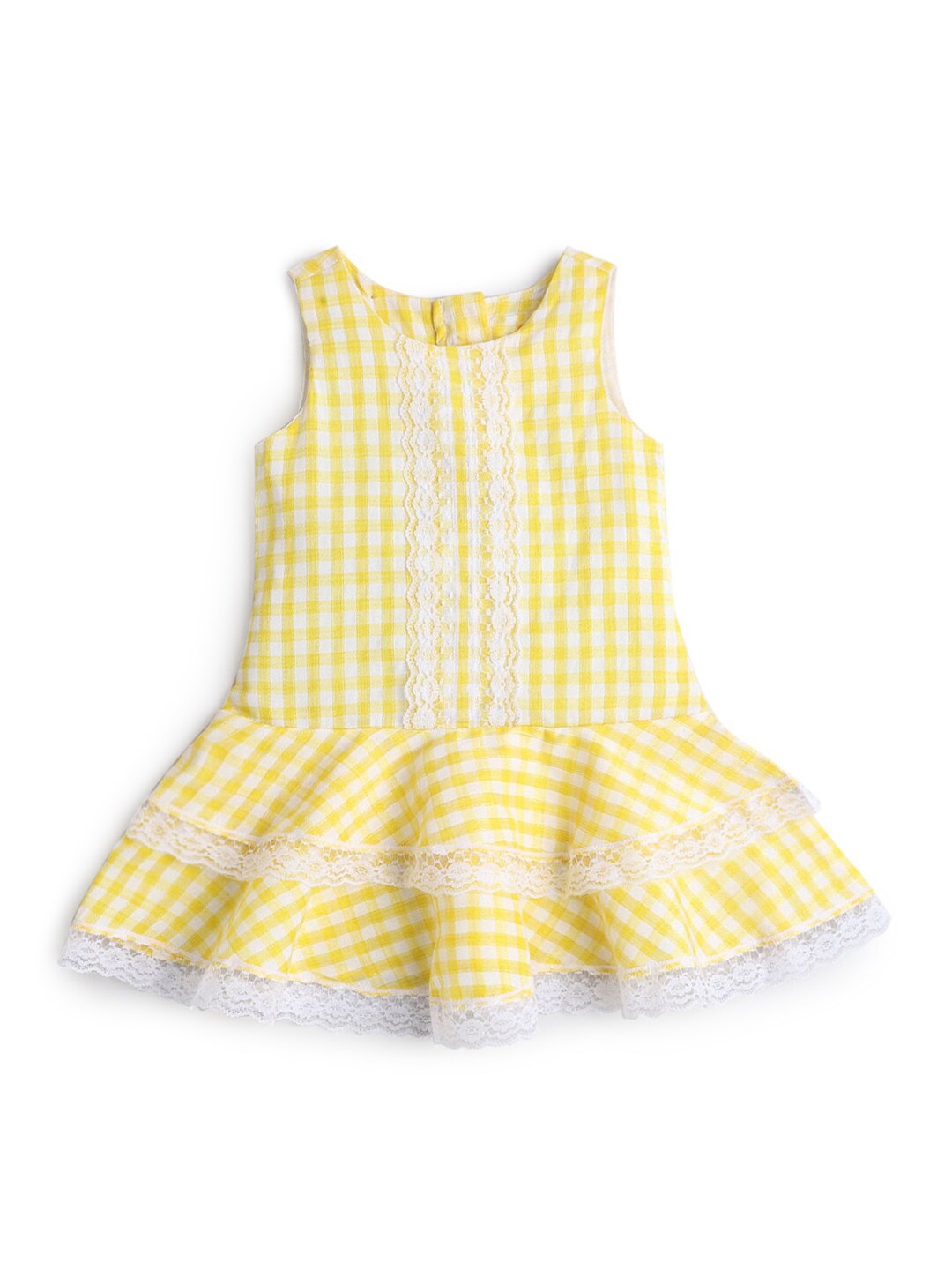 

Hopscotch Yellow Checked A-Line Dress