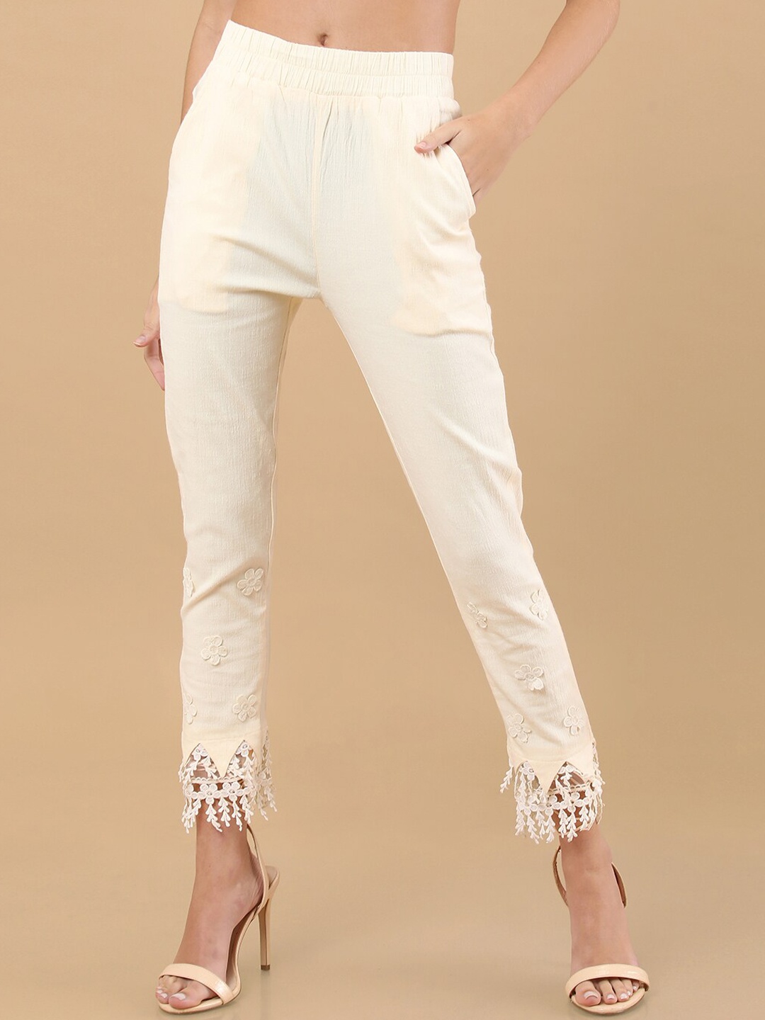 

Soch Women Off-White Skinny Fit Trousers
