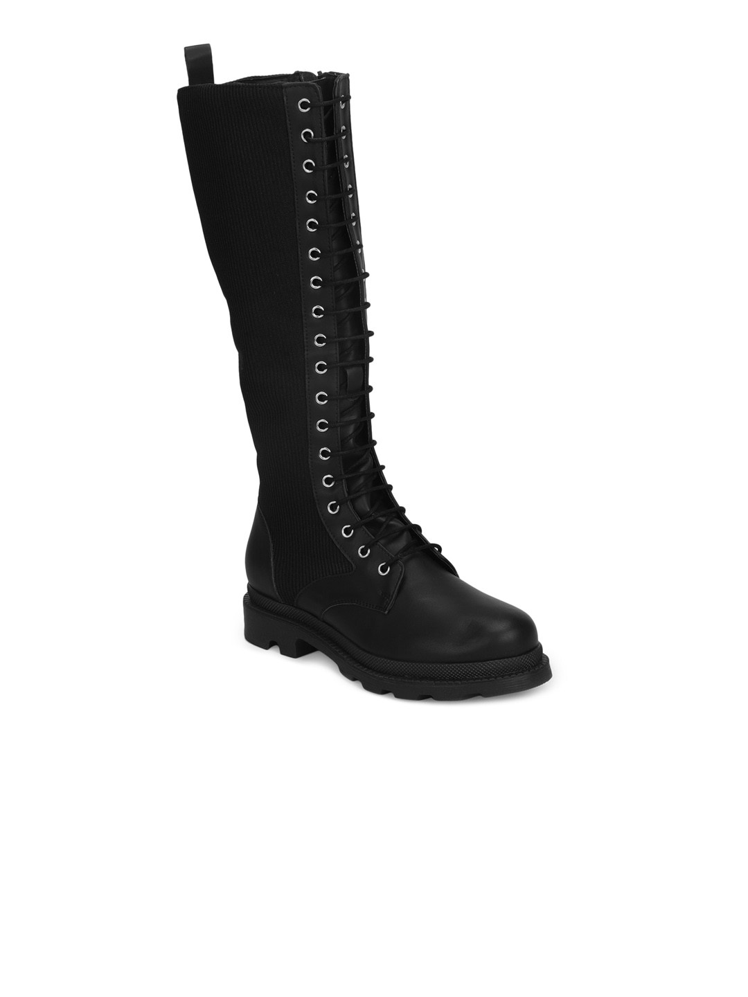 

Truffle Collection Black PU Platform Heeled Boots
