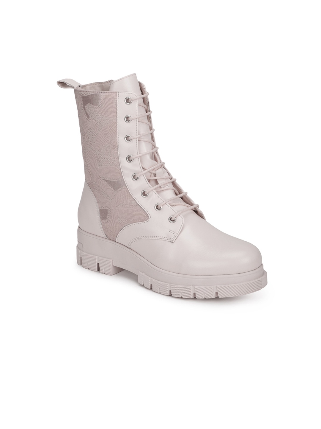 

Truffle Collection Beige PU Platform Heeled Boots