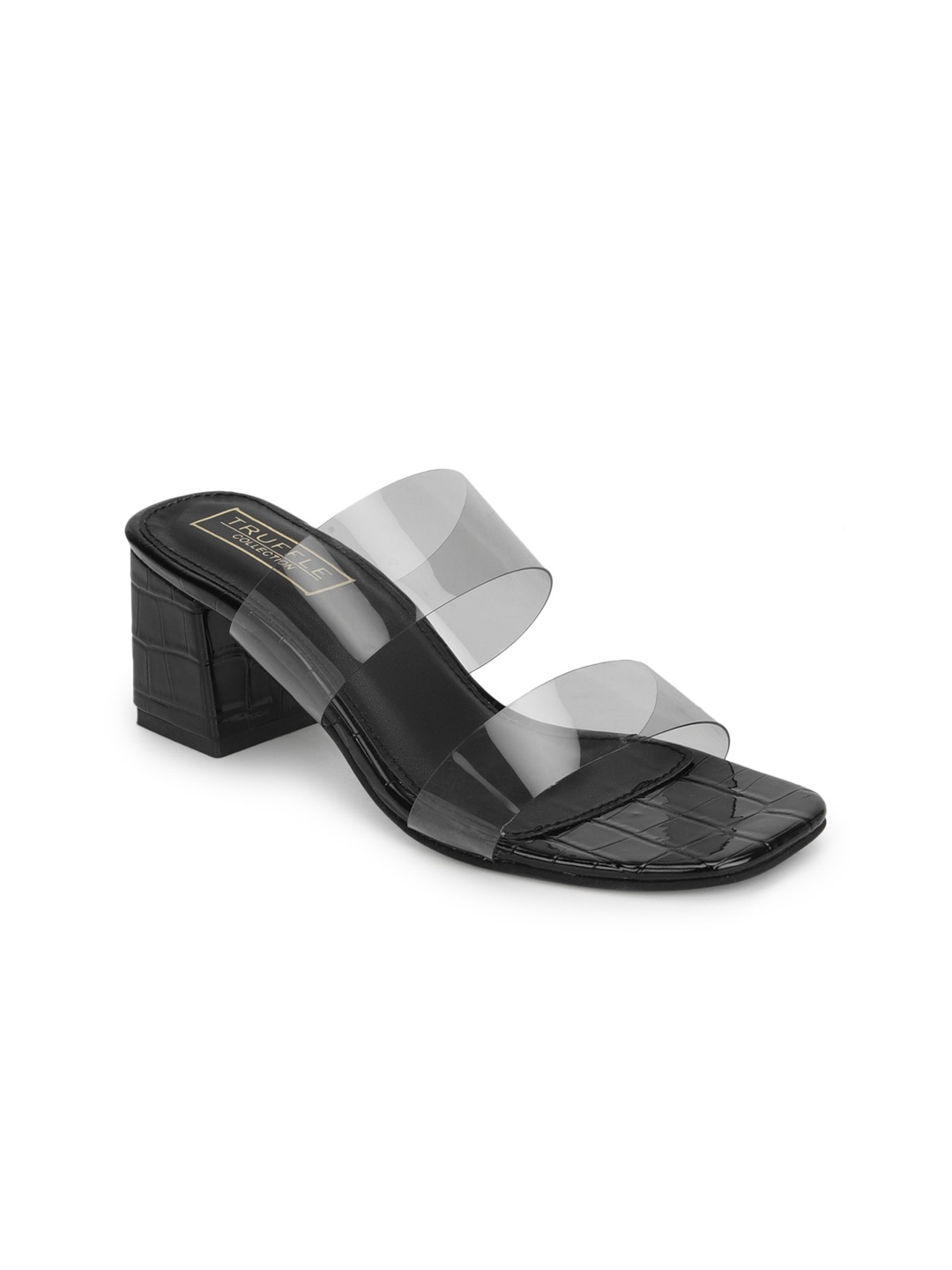 

Truffle Collection Black & Transparent Block Sandals