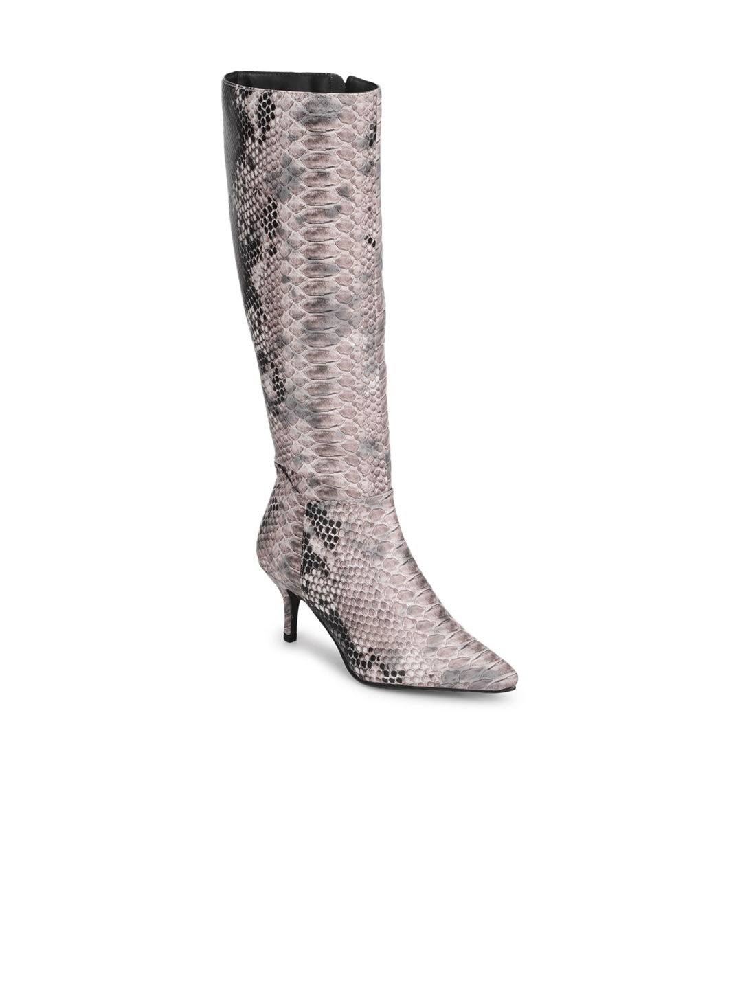 

Truffle Collection Beige PU Kitten Heeled Boots