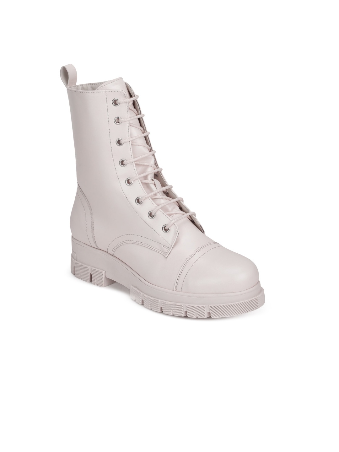 

Truffle Collection Beige PU Platform Heeled Boots