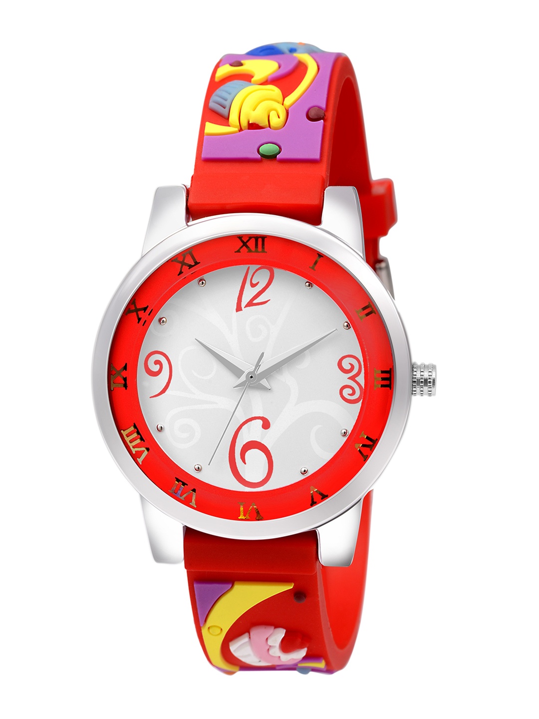 

Kool Kidz Kids Multicoloured Brass Printed Dial & Red Straps Analogue Watch KK 307 RD