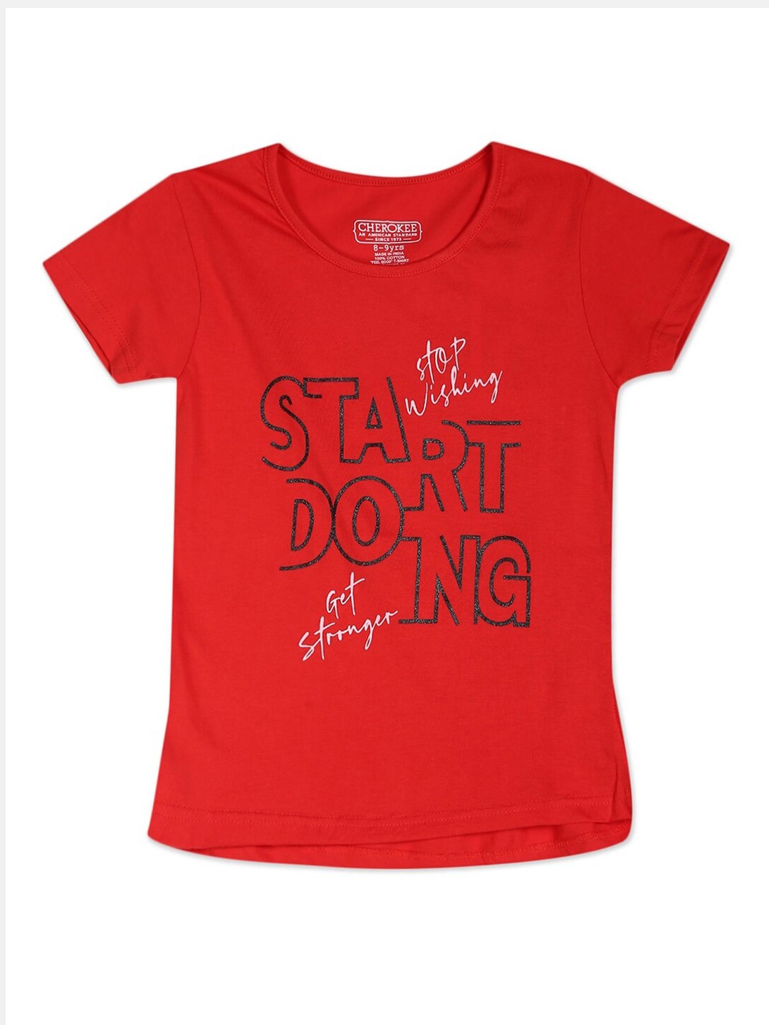 

Cherokee Girls Red Typography Printed T-shirt