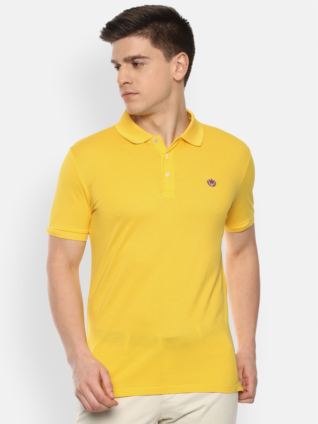 

Luxure by Louis Philippe Men Yellow Polo Collar Slim Fit T-shirt