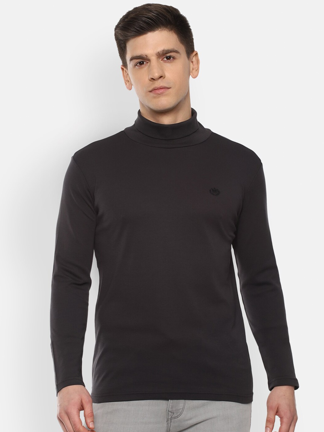 

Luxure by Louis Philippe Men Navy Blue High Neck Slim Fit T-shirt