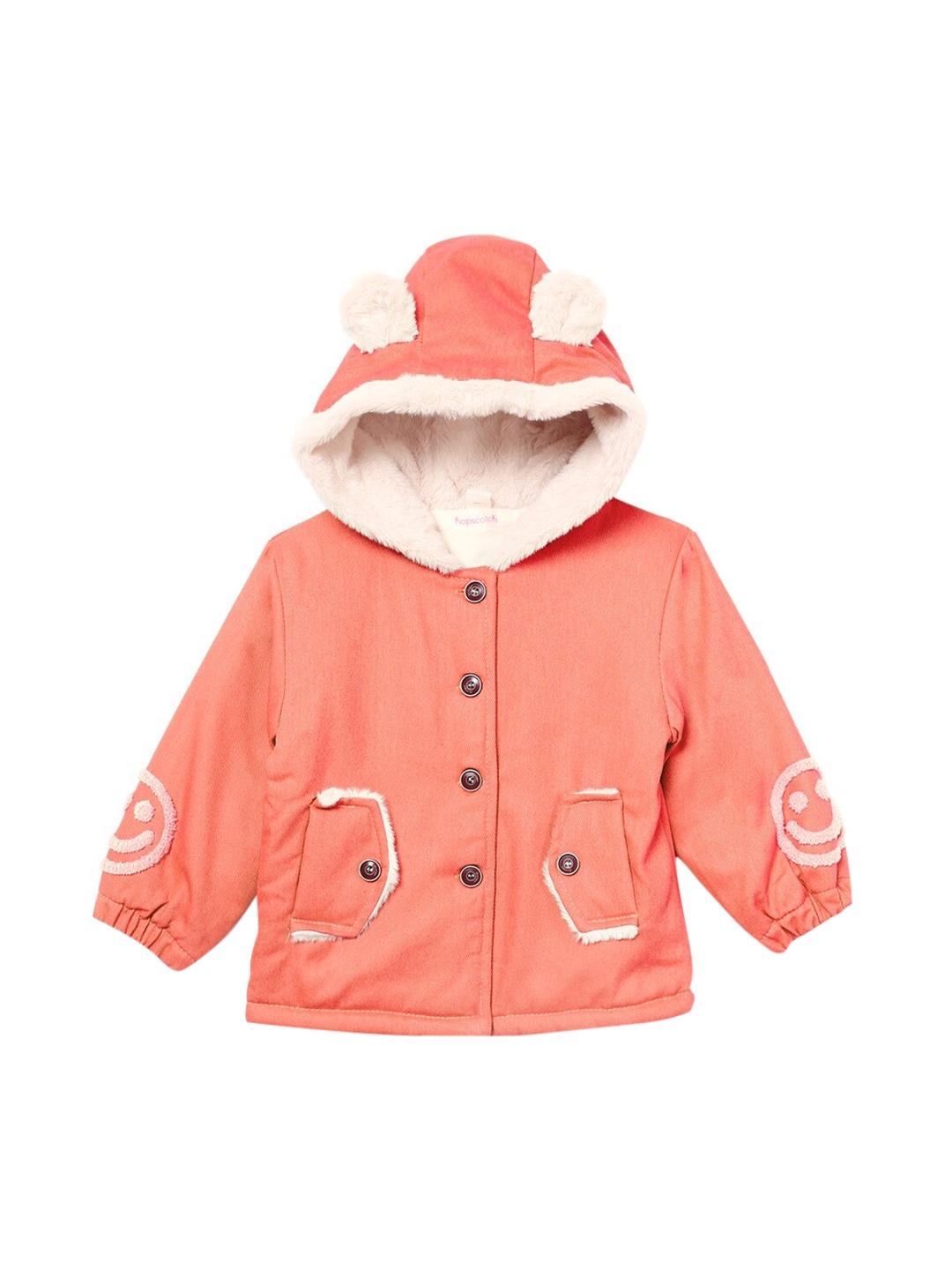 

Hopscotch Girls Pink Solid Long Coat