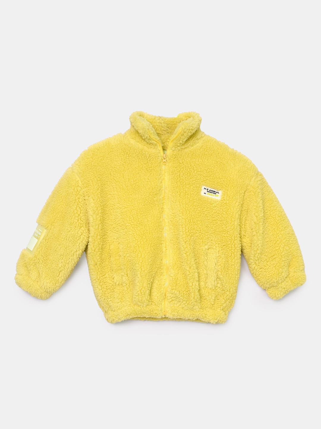 

Hopscotch Girls Yellow Solid Fleece Sporty Jacket