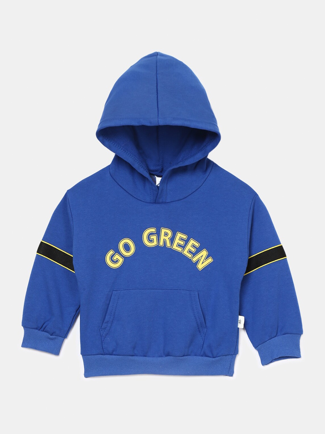 

Hopscotch Boys Blue Printed Hooded Sweatshirt