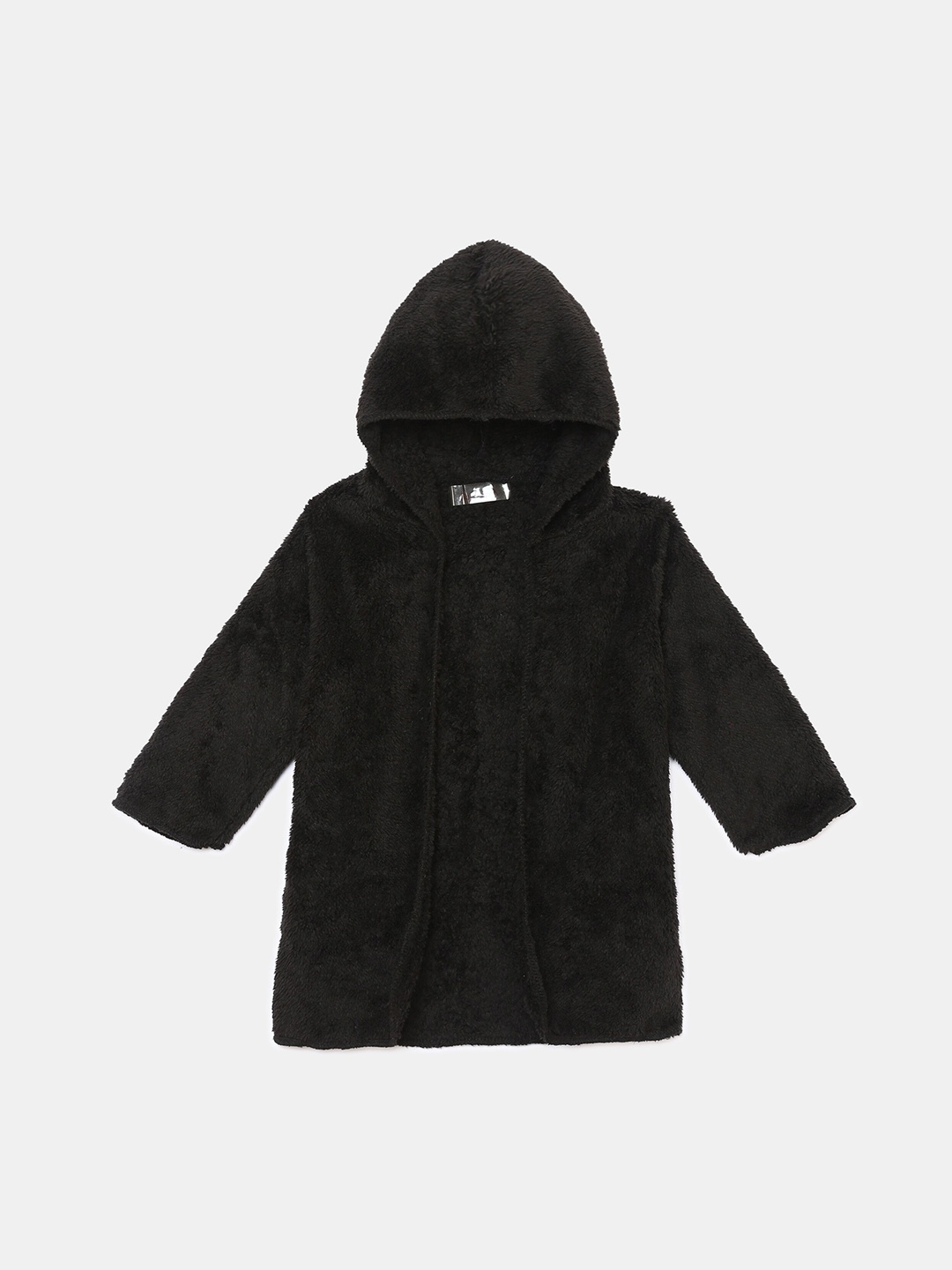 

Hopscotch Girls Black Solid Faux Fur Trim Overcoat