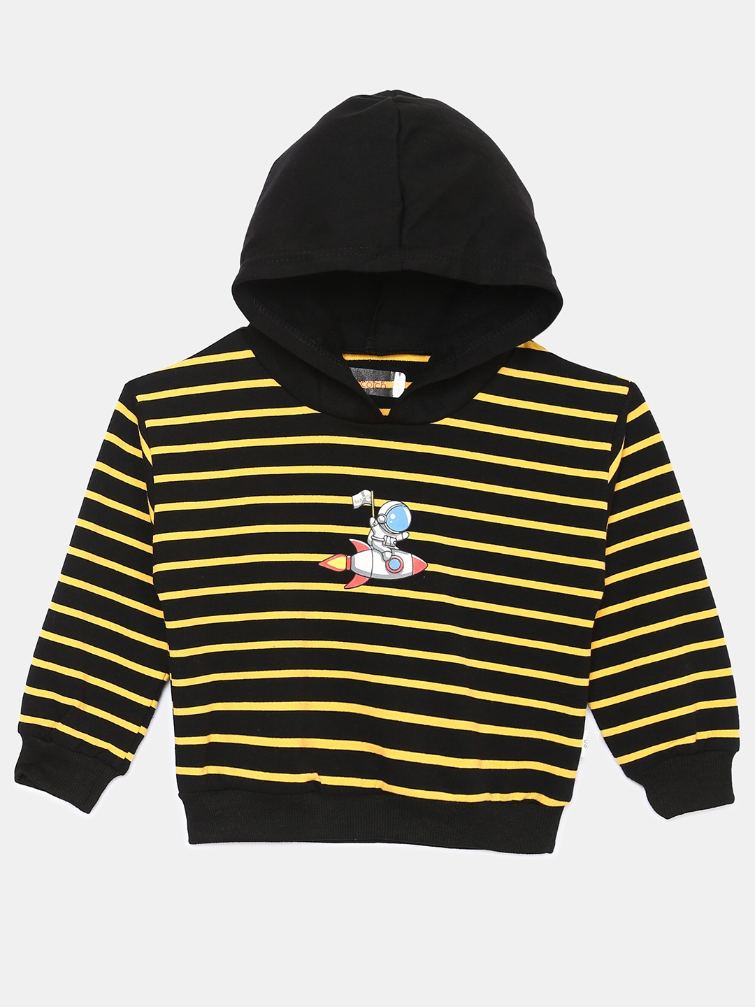 

Hopscotch Boys Yellow Striped Hooded Cotton Sweatshirt
