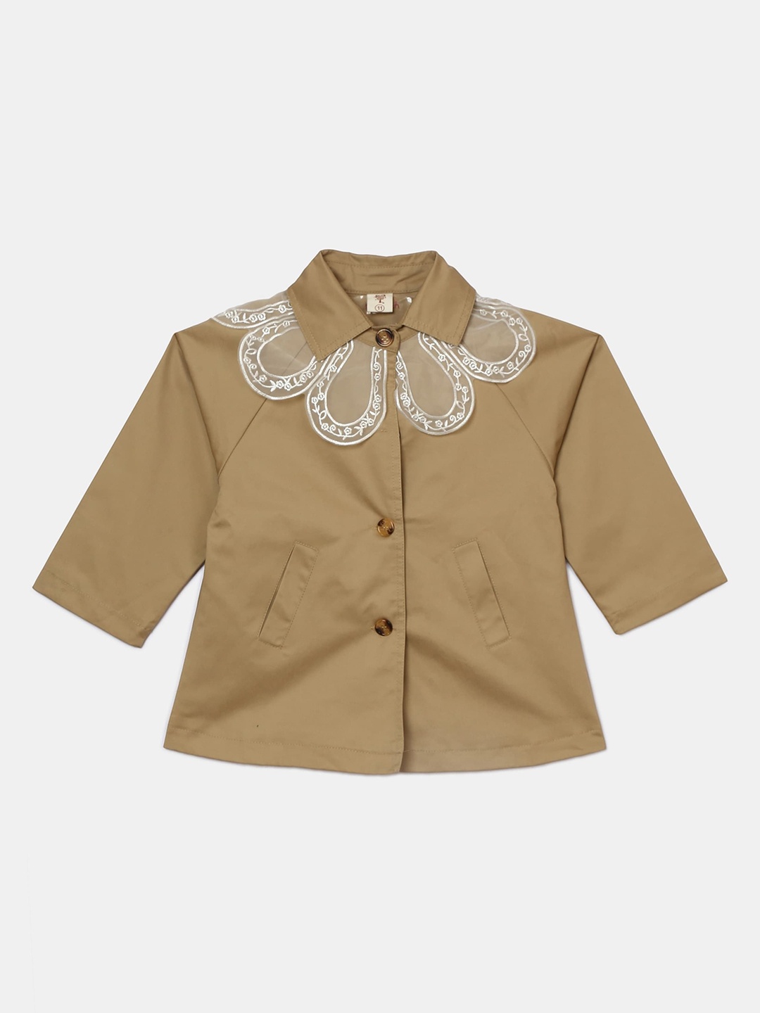 

Hopscotch Girls Yellow Crop Tailored Jacket with Embroidered