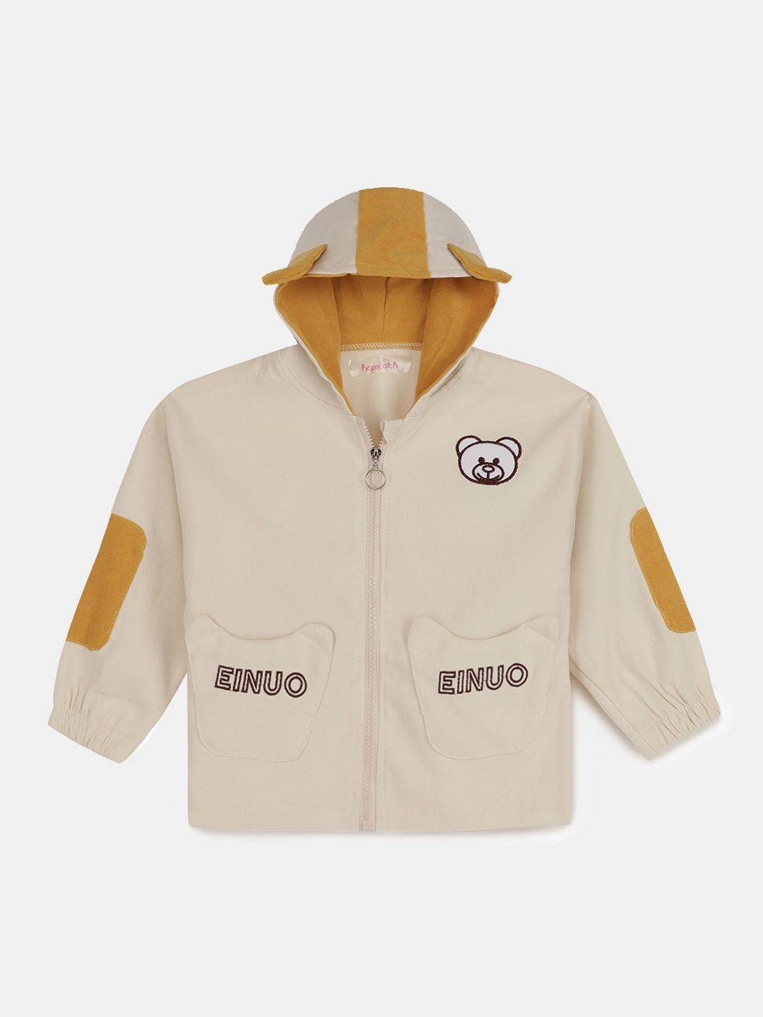 

Hopscotch Boys Yellow Crop Tailored Jacket with Patchwork