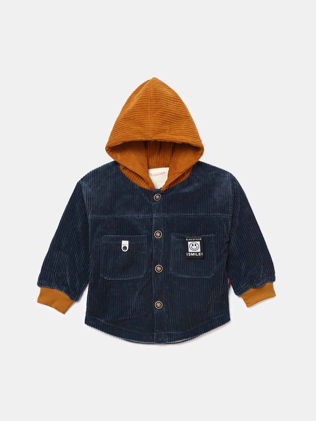 

Hopscotch Boys Blue Colourblocked Denim Jacket