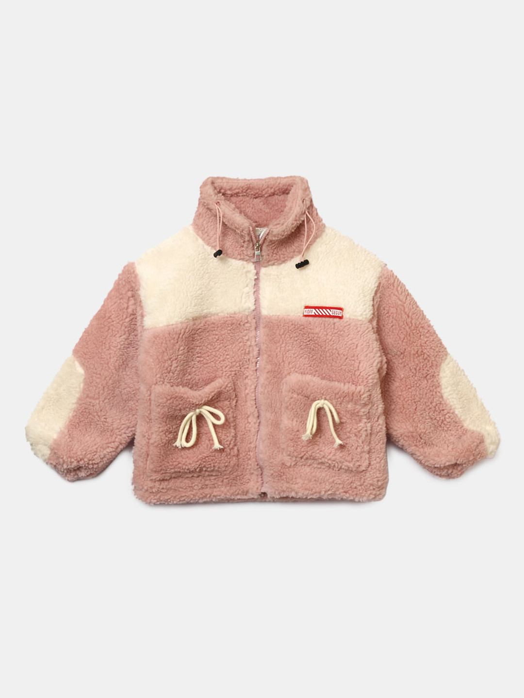 

Hopscotch Girls Pink Colourblocked Fleece Tailored Jacket