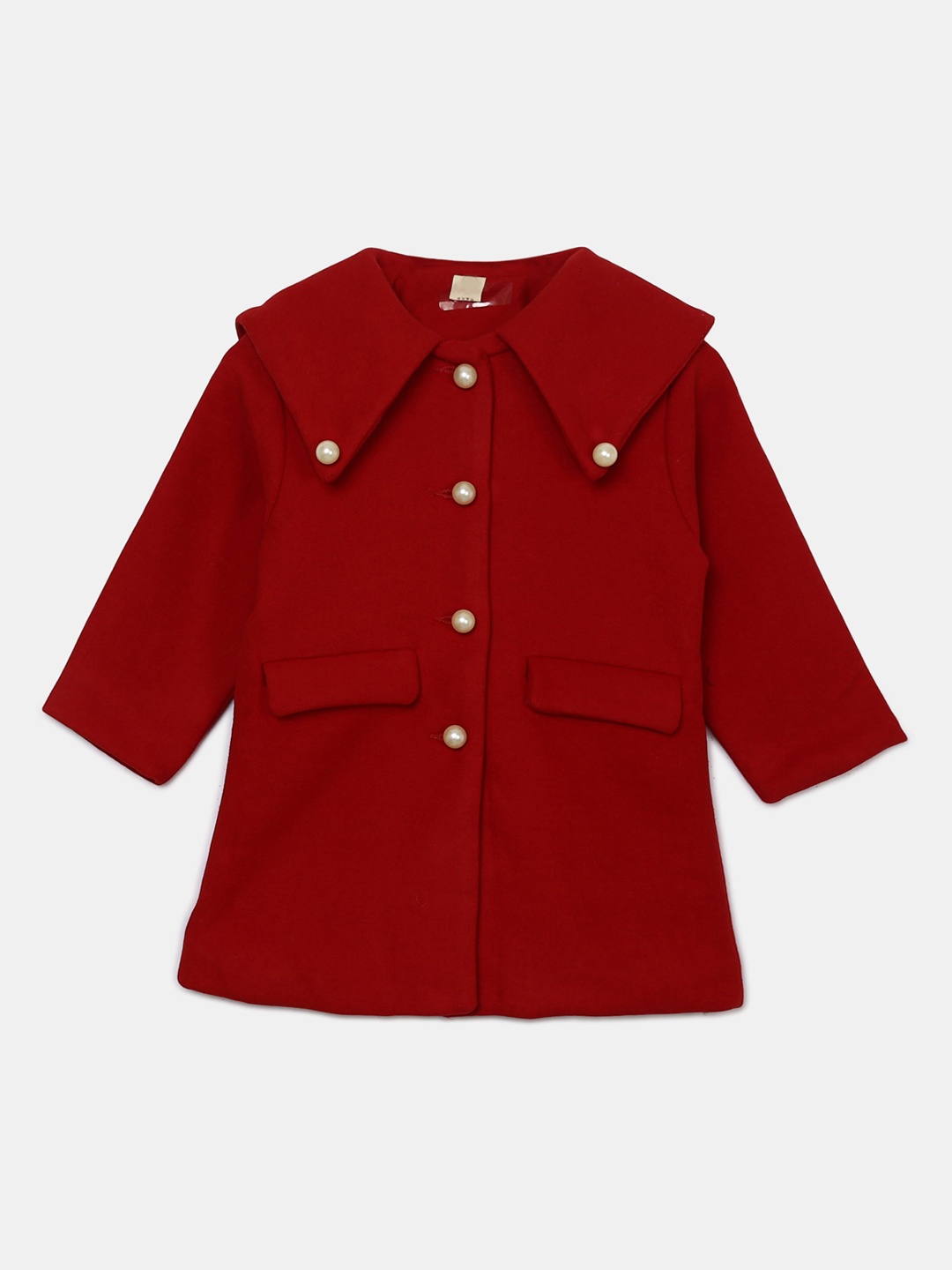 

Hopscotch Girls Red Solid Overcoat