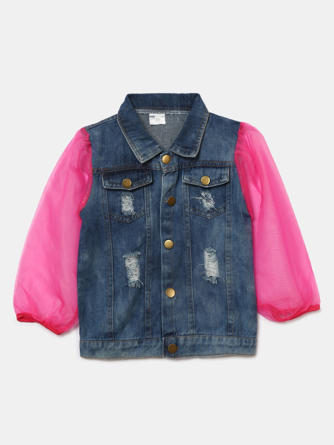 

Hopscotch Girls Pink Washed Pure Cotton Denim Jacket