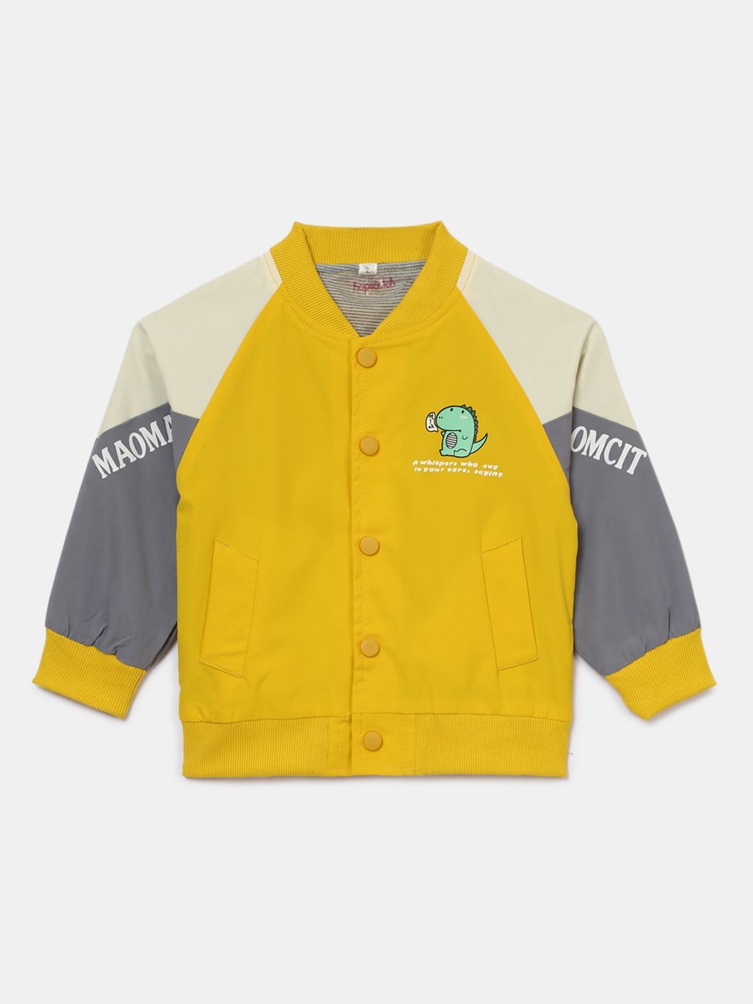 

Hopscotch Boys Yellow & Grey Colourblocked Bomber Jacket