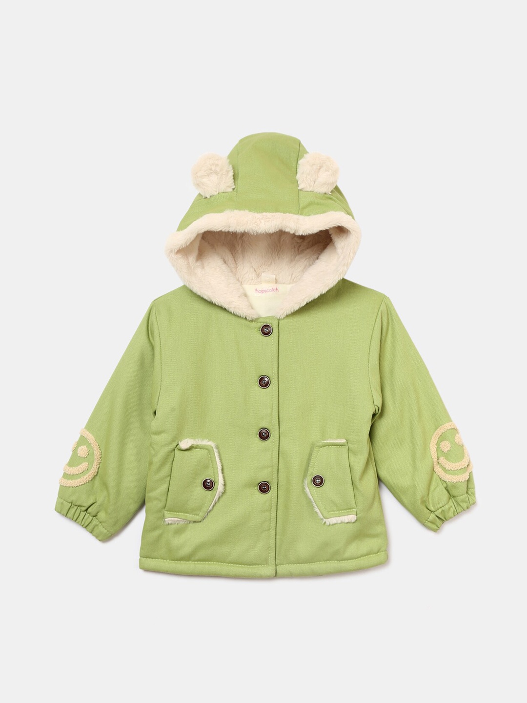 

Hopscotch Girls Green Solid Overcoat