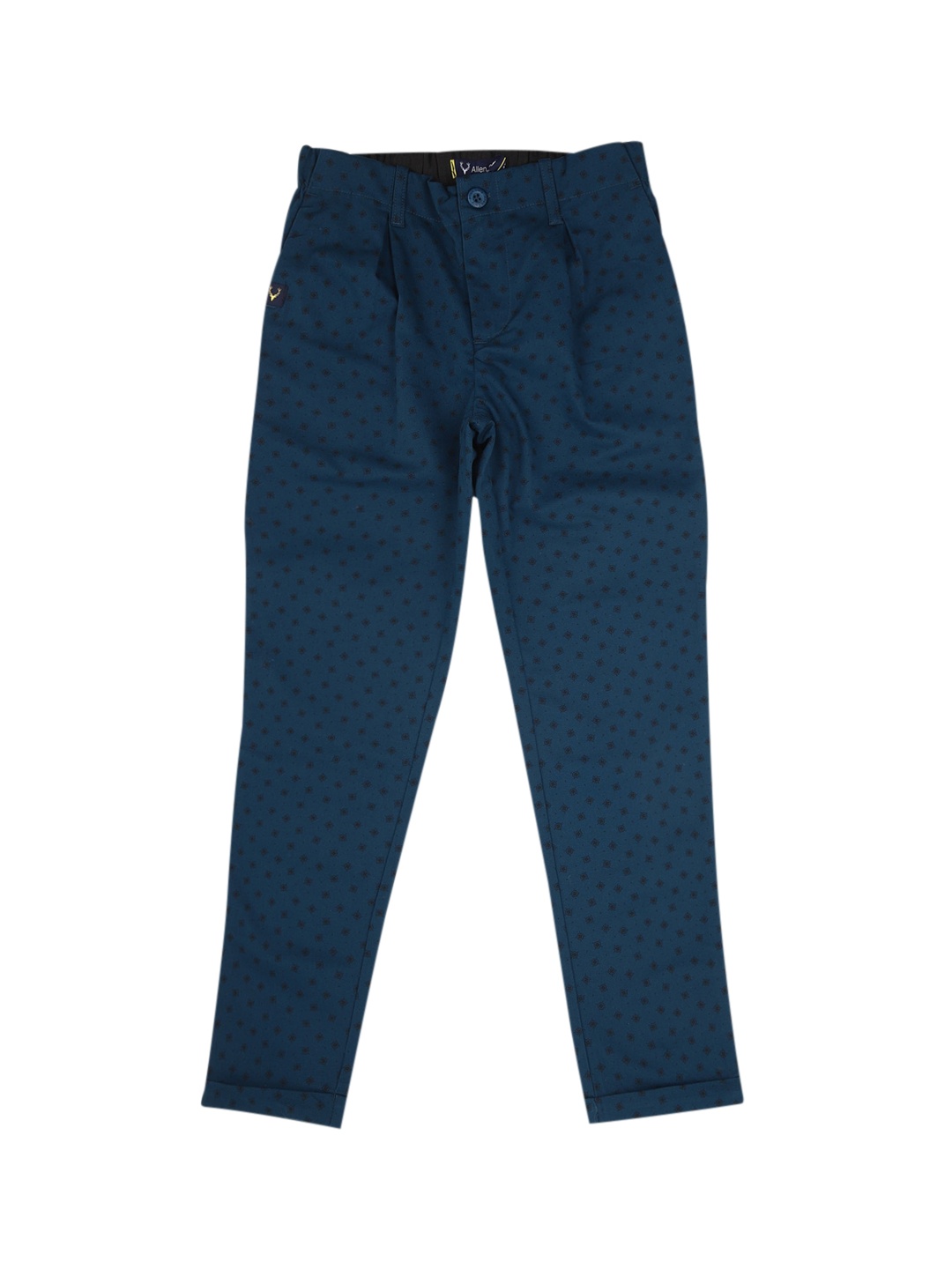 

Allen Solly Junior Boys Blue & Black Printed Slim Fit Pleated Trousers
