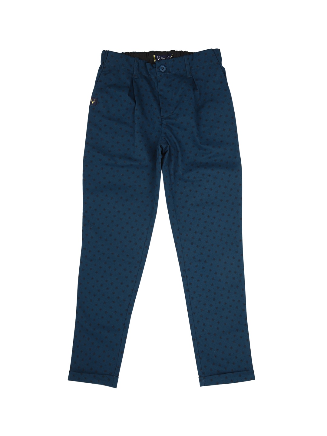 

Allen Solly Junior Boys Teal Printed Slim Fit Pleated Trousers