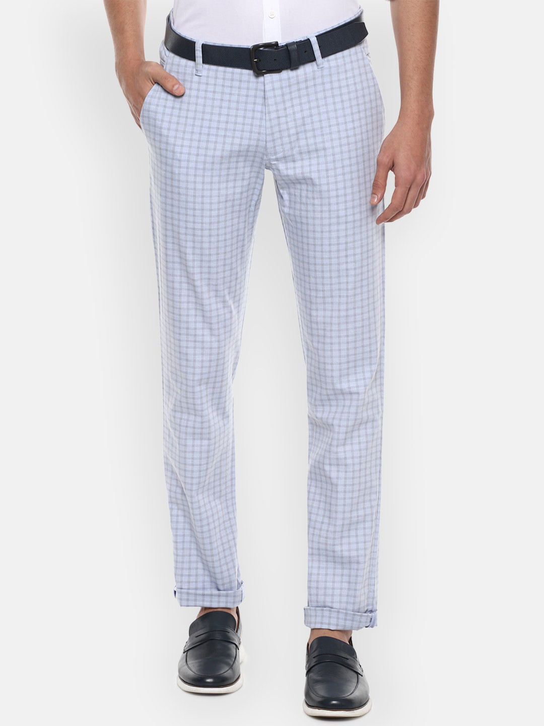 

Louis Philippe Sport Men Blue Checked Slim Fit Trousers