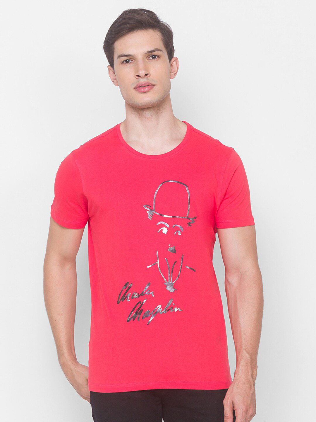

SPYKAR Men Coral Printed Slim Fit T-shirt
