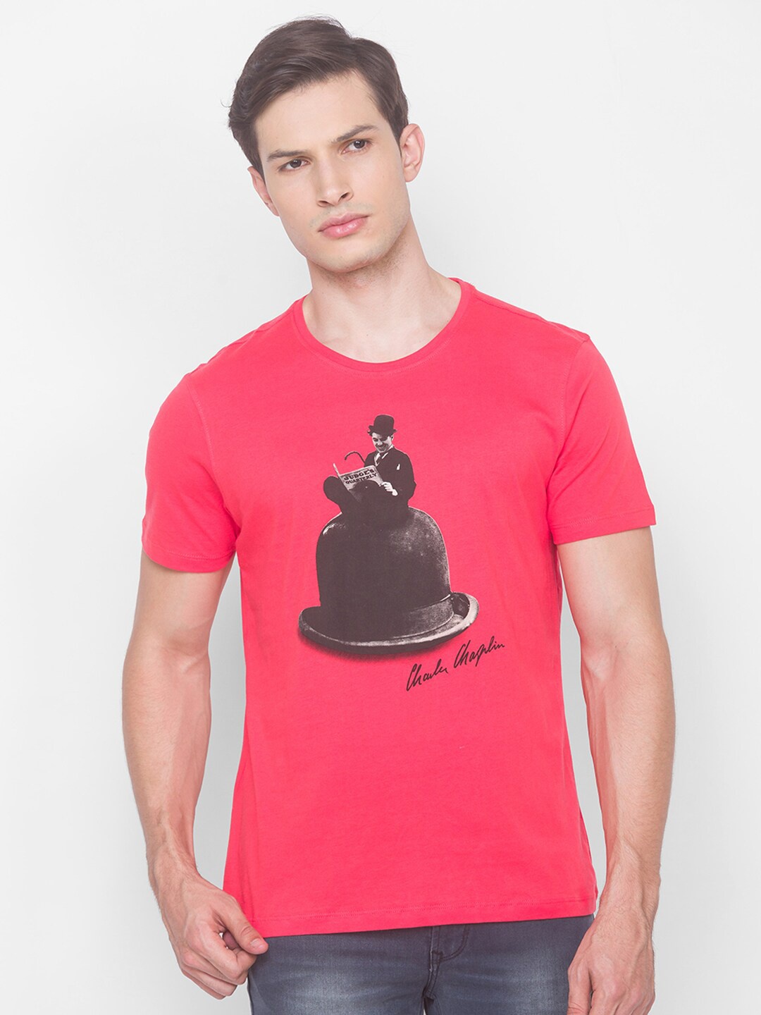 

SPYKAR Men Coral Printed Slim Fit T-shirt