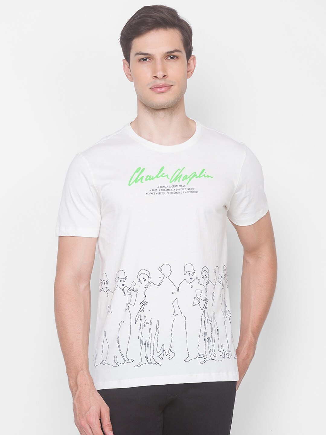 

SPYKAR Men Off White Typography Printed Slim Fit T-shirt