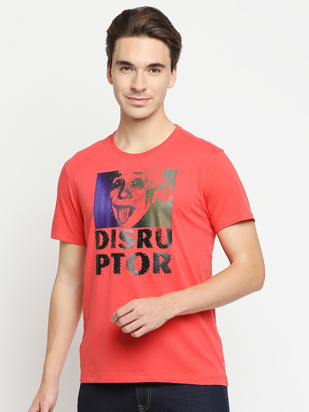 

SPYKAR Men Coral Printed Slim Fit T-shirt