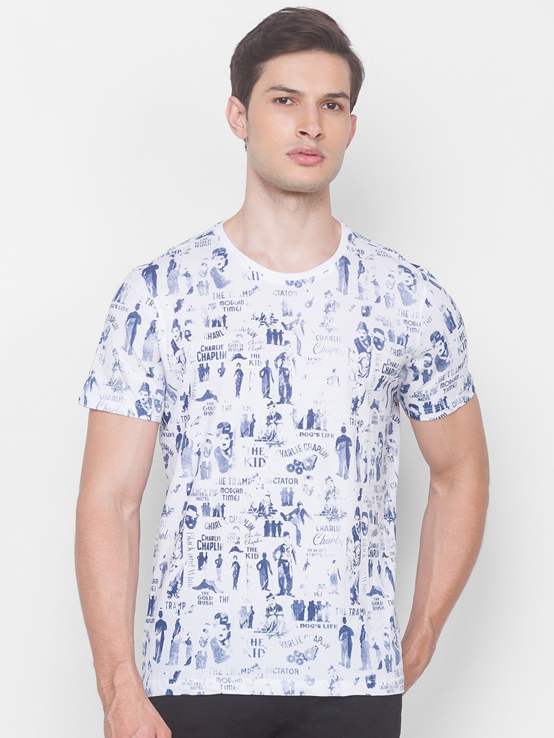 

SPYKAR Men White Printed Slim Fit T-shirt