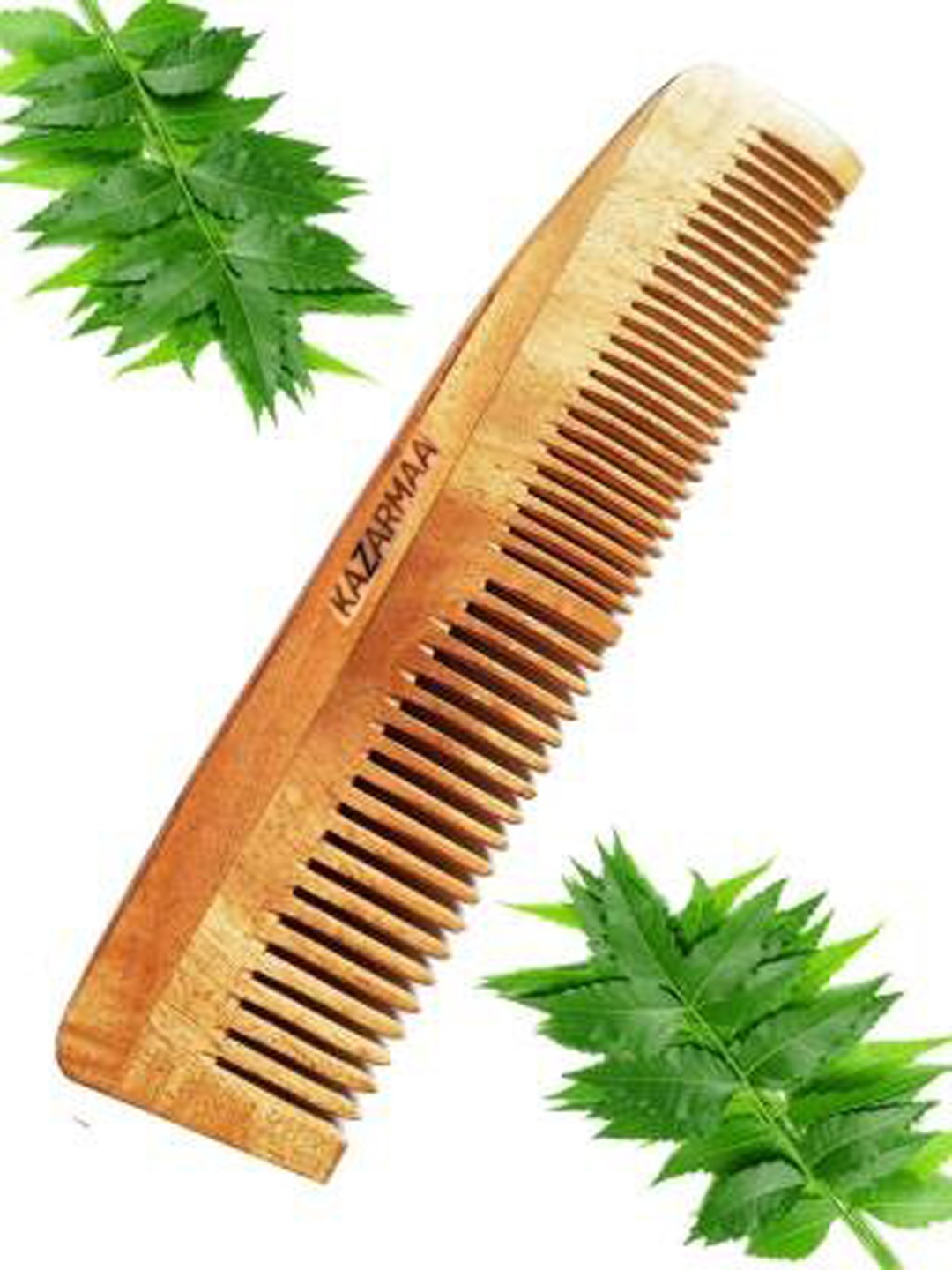 

KAZARMAA Pure Organic 100% Natural Neem Wood Hair Comb, Brown