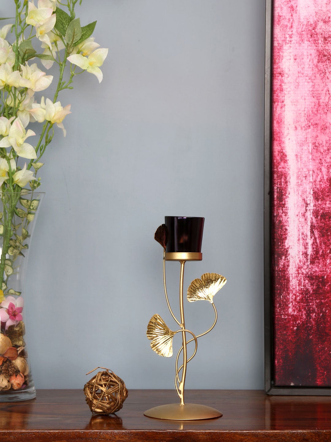 

Athome by Nilkamal Gold-Toned & Purple Candle Holder with Stand