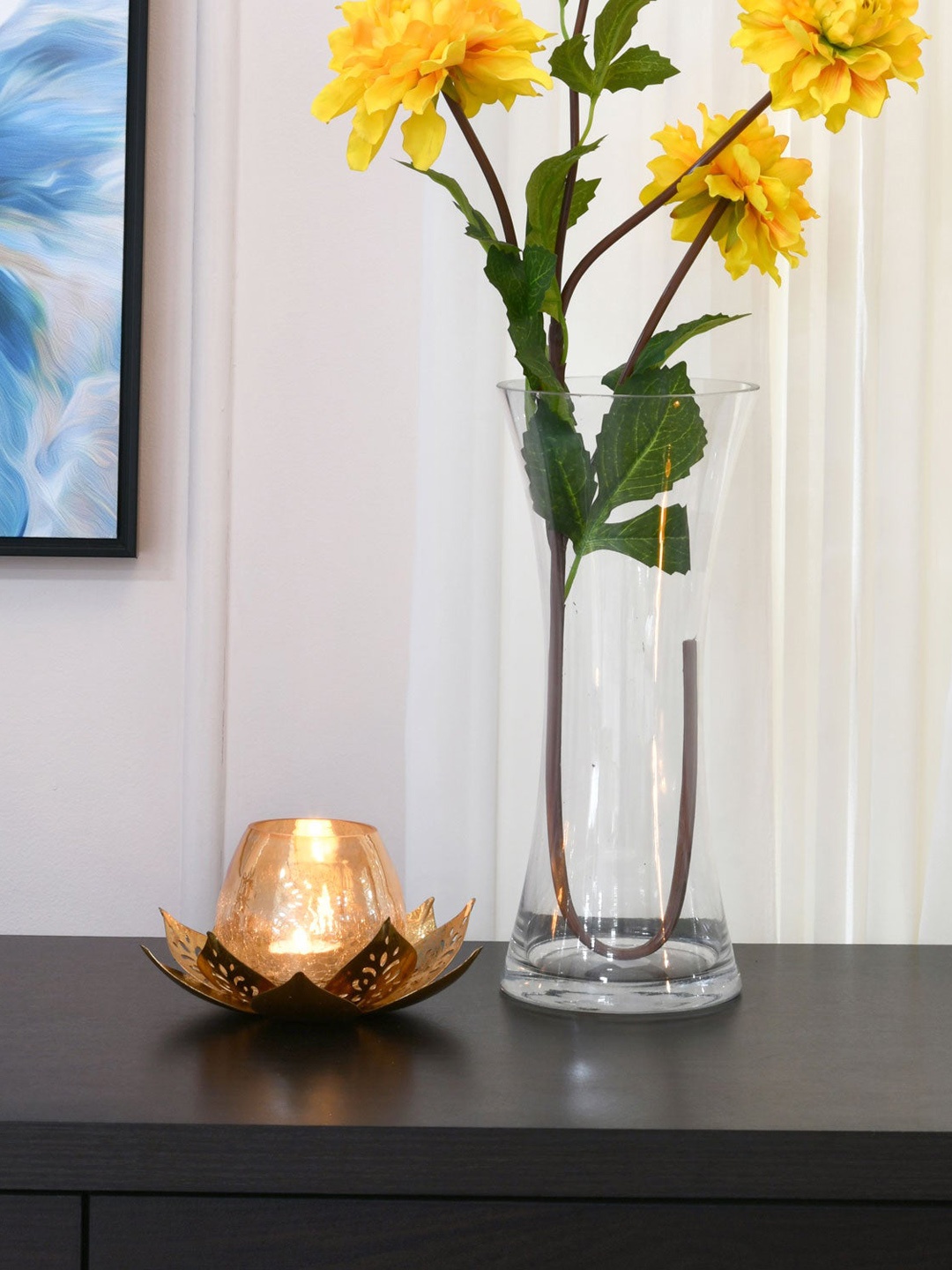 

Athome by Nilkamal Gold-Toned Single Lotus Votive Candle Holder